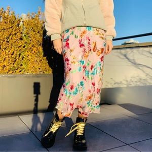 Anthro Italian BELLA VALENTINA Silk Diagonal Slim fit Midi Slip Skirt